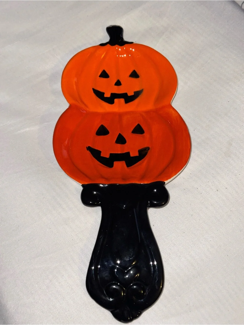 Halloween Double Jack-O'-Lantern Decorative Serving Spoon holder- Orange & Black